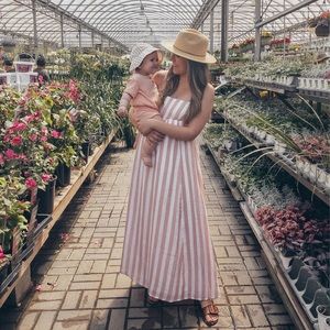 Abercrombie pink striped maxi dress
